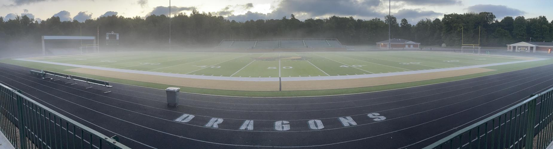 foggy football field